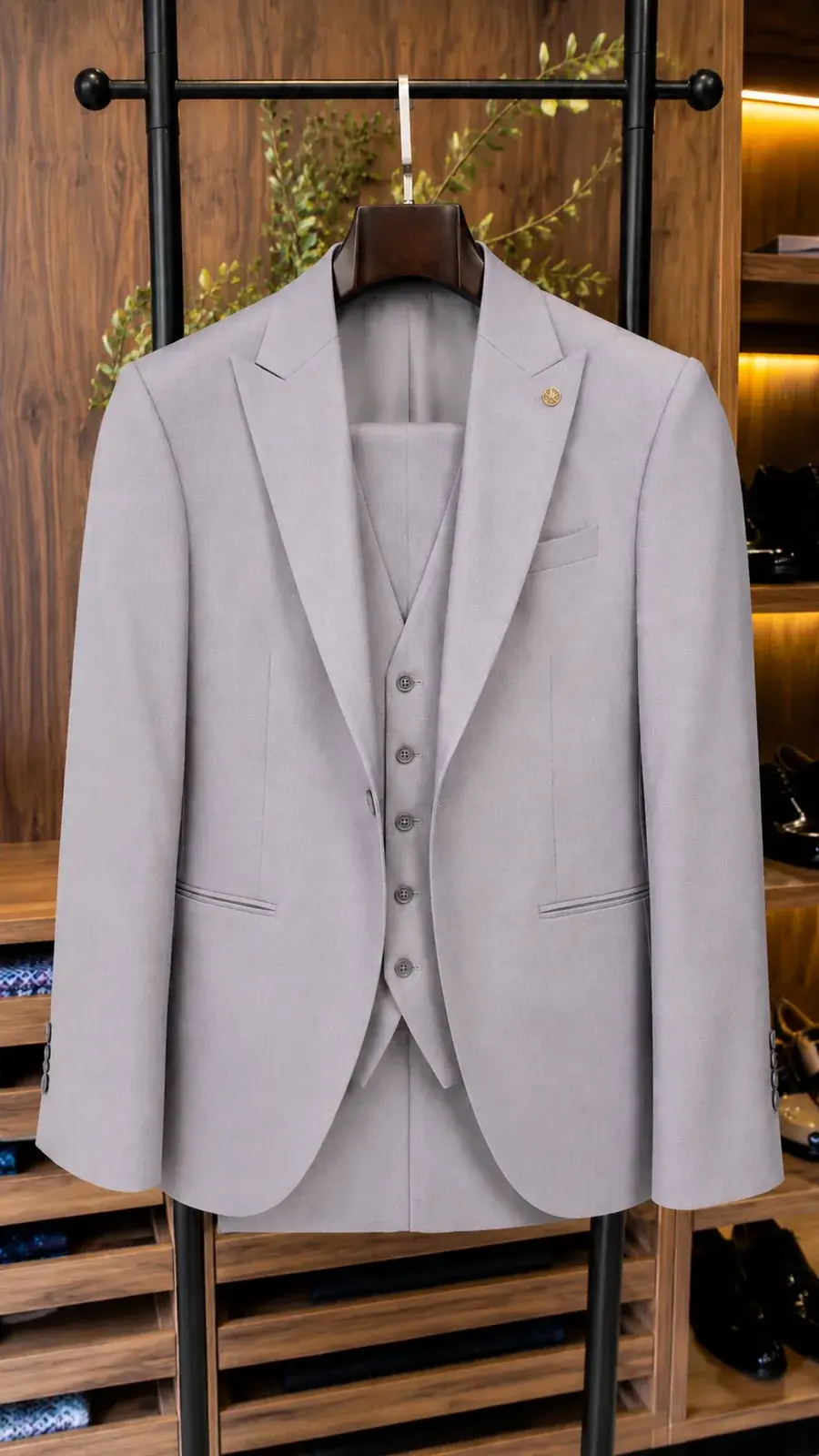Traje Gris Medio — traje de novio gris para boda moderna, Castor Suits Medellín (vista 3)