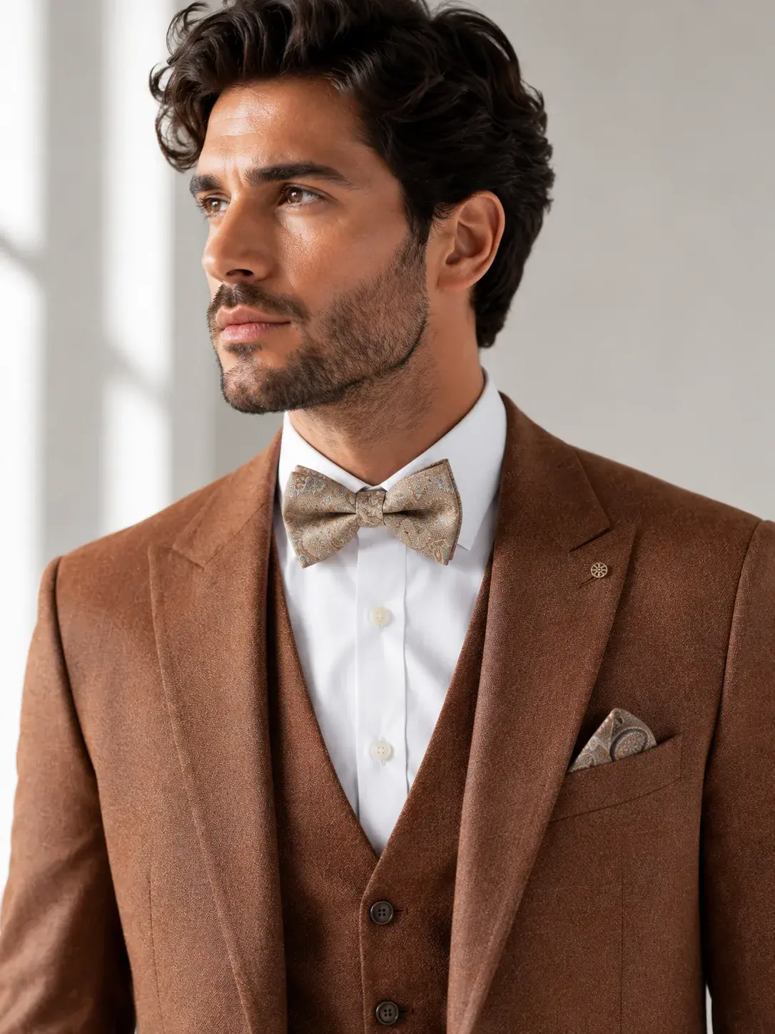 Traje Marrón — traje de novio marrón para boda moderna, Castor Suits Medellín (vista 2)