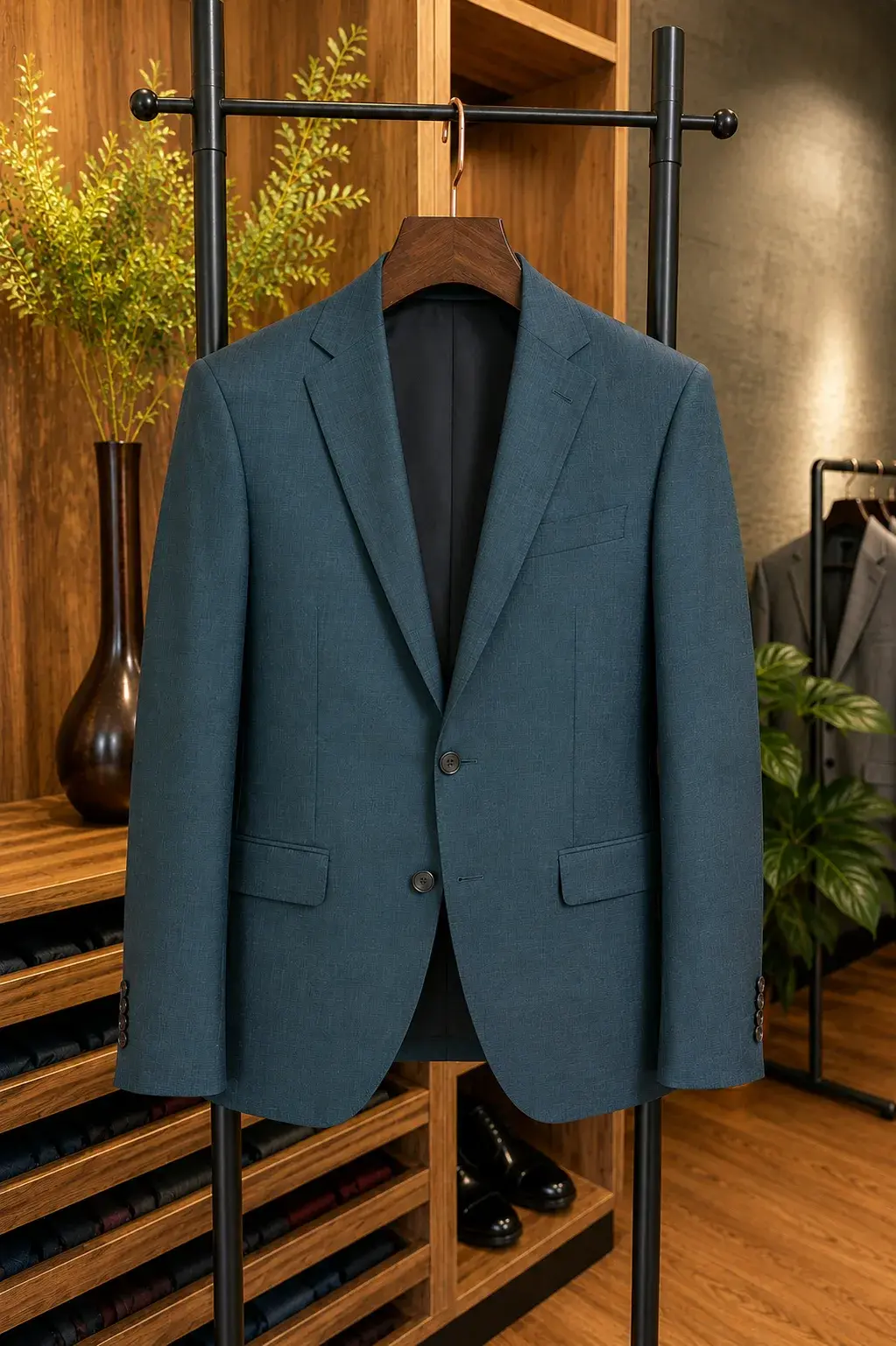 Traje Verde en Lana Fría — traje de novio verde olivo para boda moderna, Castor Suits Medellín (vista 3)