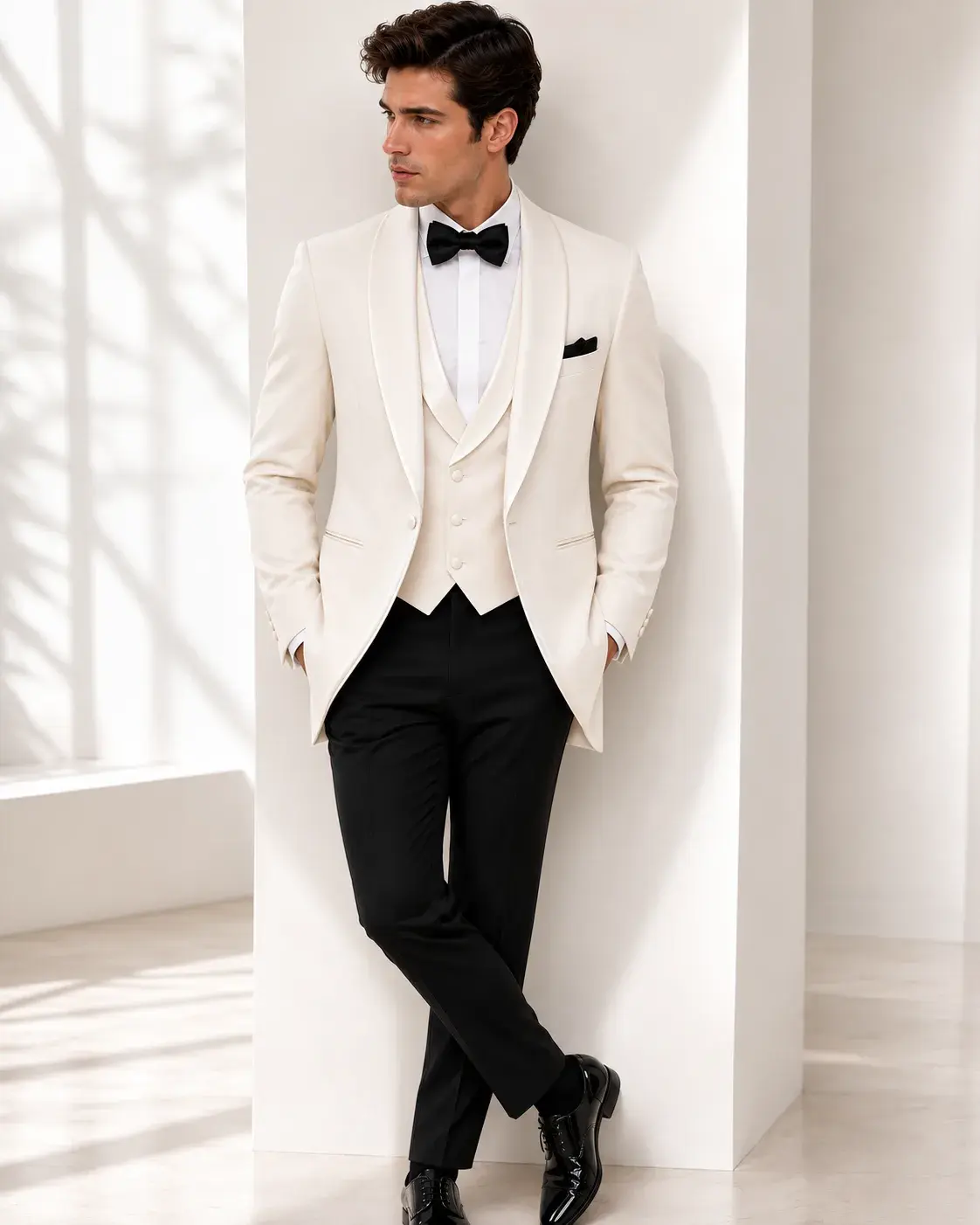 Esmoquin Tropical Levita — traje de novio blanco para boda de noche, Castor Suits Medellín