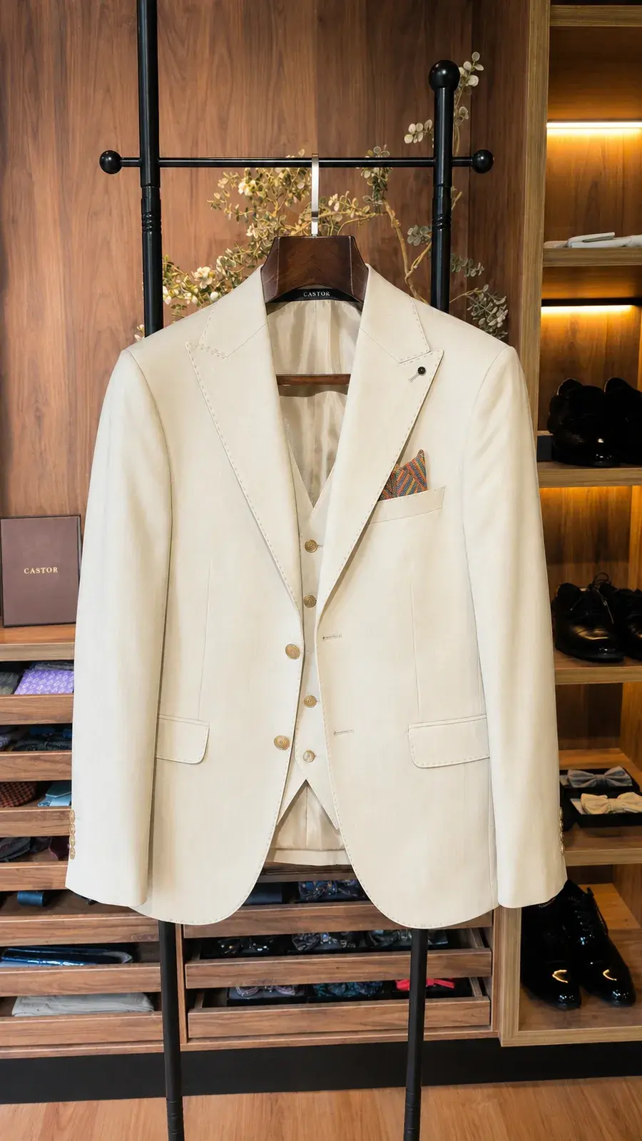 Traje Beige — traje de novio beige para boda en la playa, Castor Suits Medellín (vista 3)