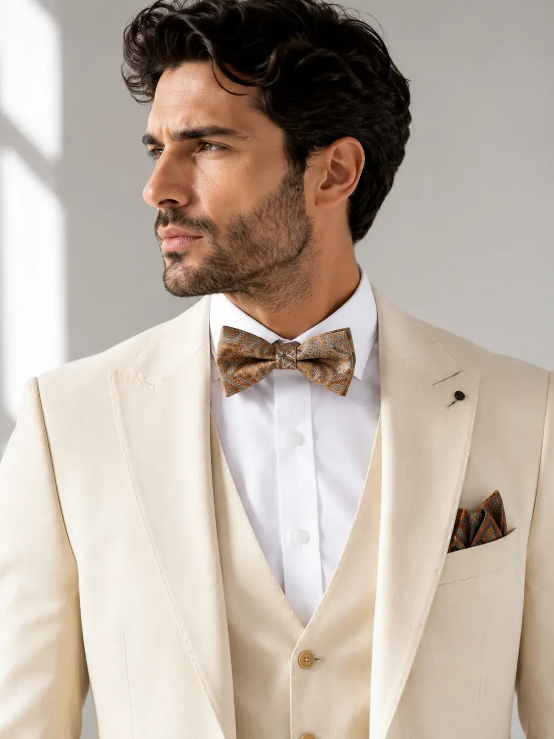 Traje Beige — traje de novio beige para boda en la playa, Castor Suits Medellín (vista 2)