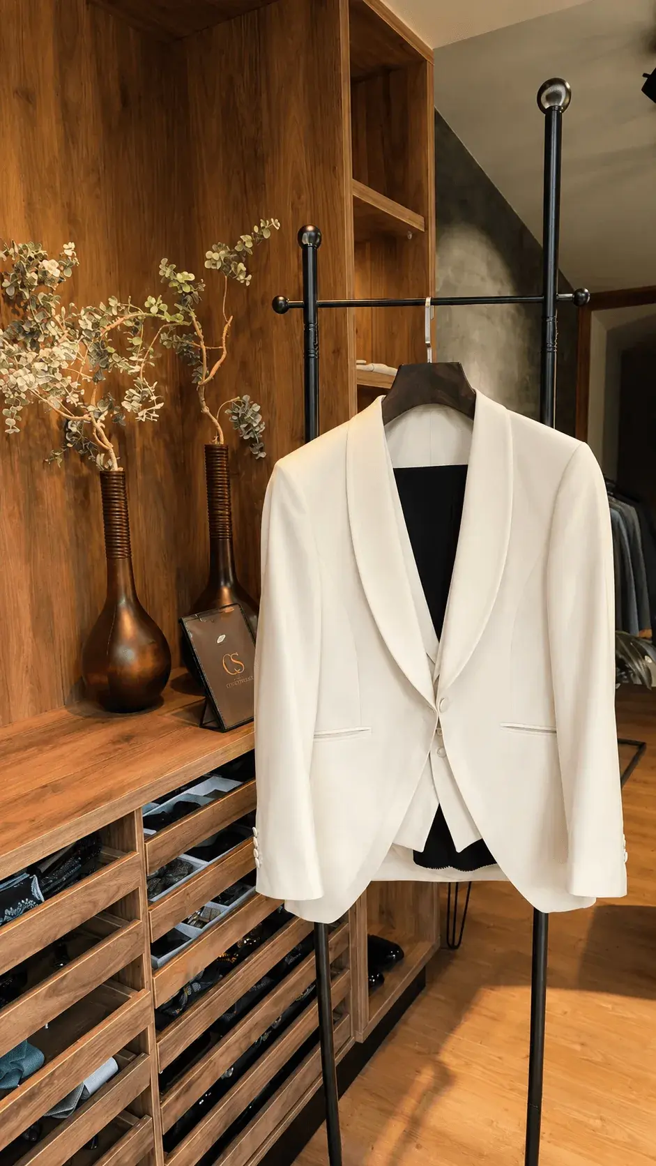 Novio con su traje de novio de la mejor calidad de Castor Suits