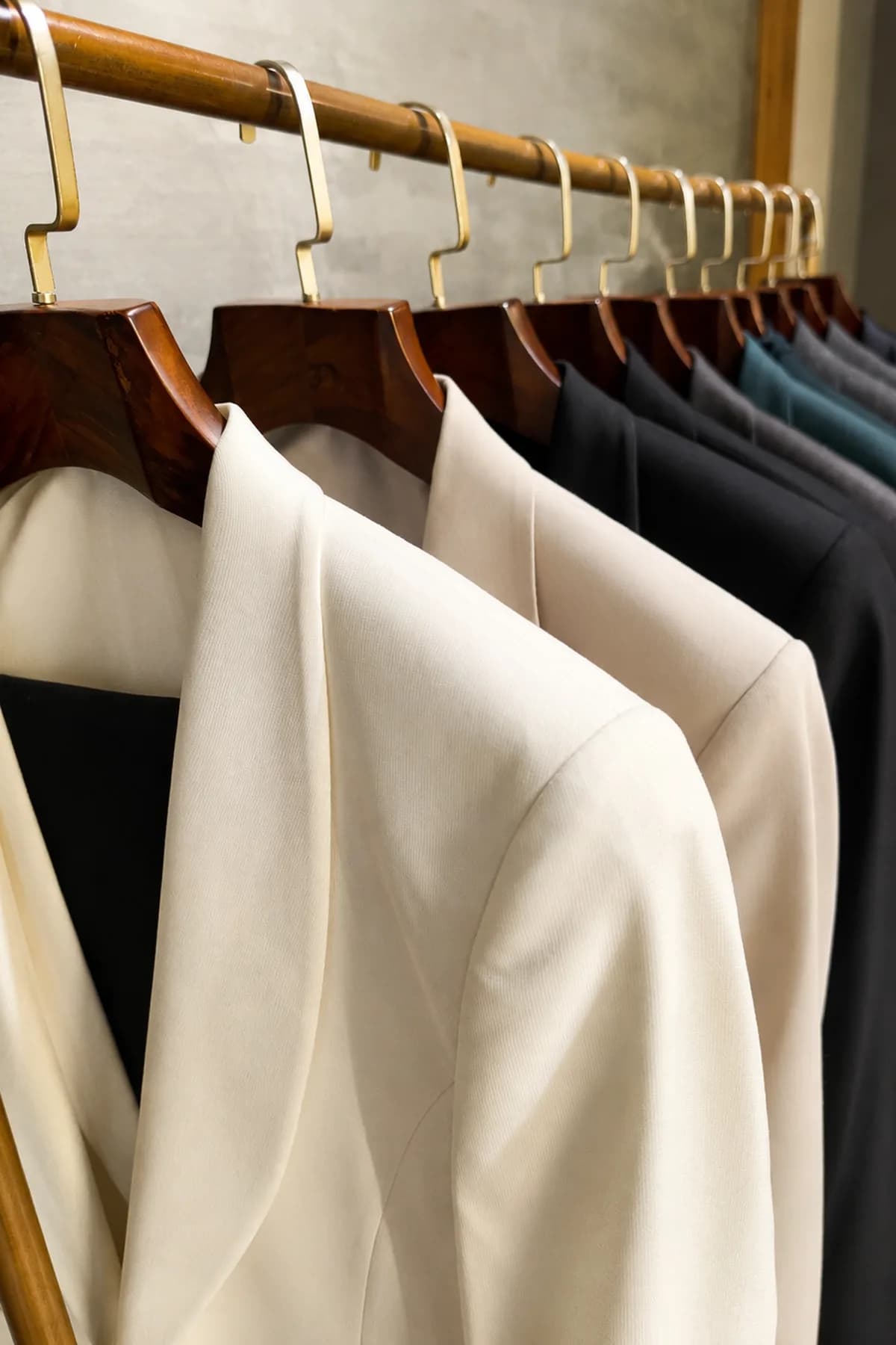 Sacos de novio en el showroom de Castor Suits, en Medellín.