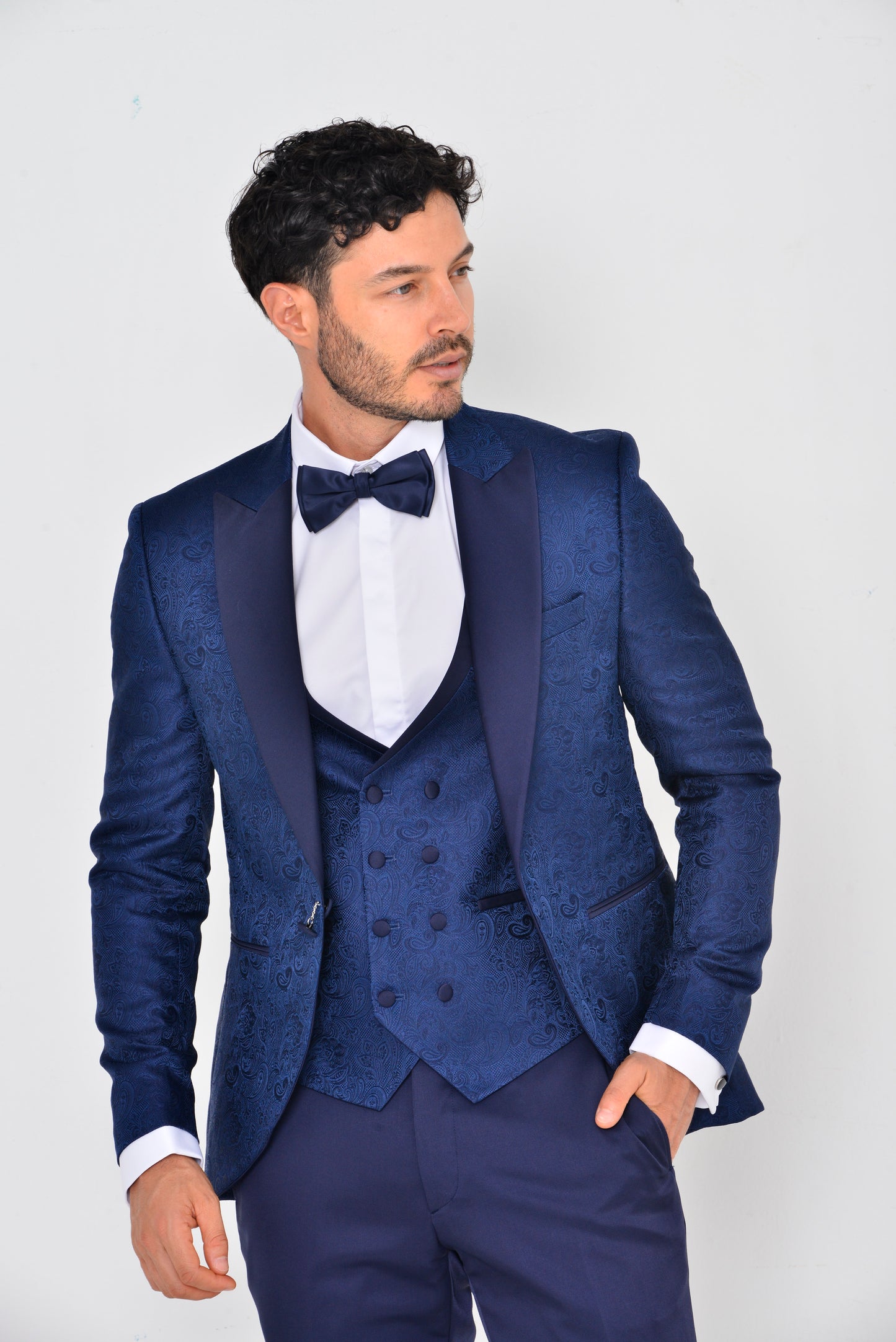 Esmoquin Jacquard Azul